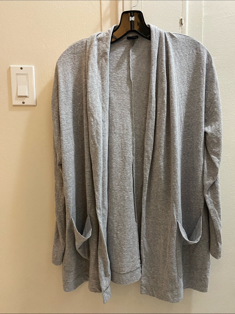 J. Crew Heather Gray Draped Open-Front Cardigan